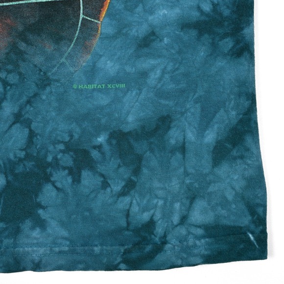 Vintage Habitat 90s Swimming Tortoise Tie Dye T-Shirt Medium Wild Animal 2-Sided - Picture 10 of 10